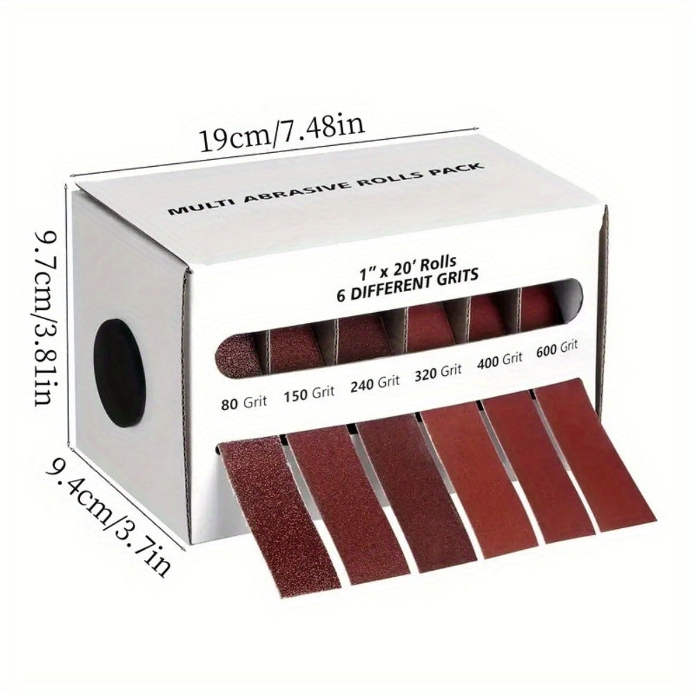 Sandpaper Roll with Dispenser, Aluminum Oxide Multi-Grit Emery Cloth 80-600, 4/5/6 Piece Set, 236 Inch for Wood Metal Glass Woodworking Sanding Blocks DIY - product image 5