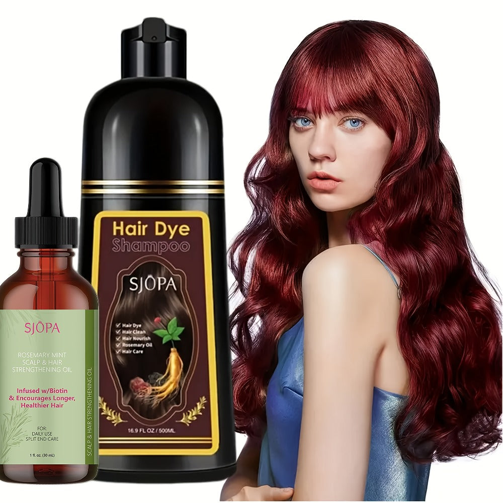 Hair Dye Kit 3-in-1 Color Shampoo with Rosemary Oil 500ml - Natural Safe No Ammonia Quick Coloring Gray Coverage Gentle on Skin Unisex Black Brown Red Purple Silver 12 Shades - product image 14