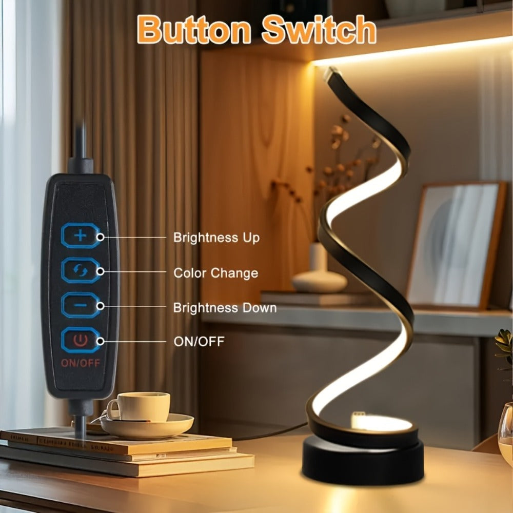 Dimmable Spiral Table Lamp with Touch Control & USB-C Charging Port, 3-Way Brightness Bedside Nightstand Lamp, Modern Minimalist LED Desk Lamp for Bedroom Living Room, Black & Whit - product image 27