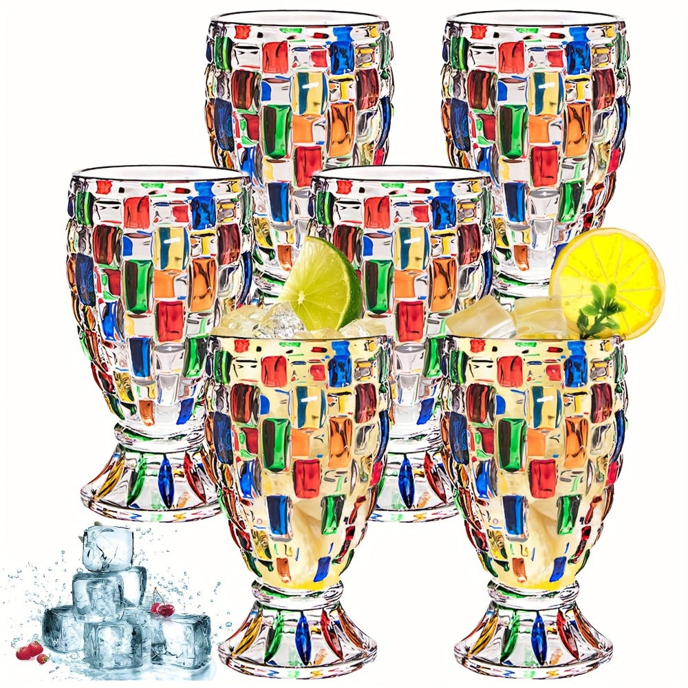 Colorful Geometric Rim Drinking Glasses Set – Shatterproof Wine Glasses for Champagne, Iced Tea & Cocktails – Dishwasher Safe – Perfect Gift for Christmas, Valentine's Day & Partie - product image