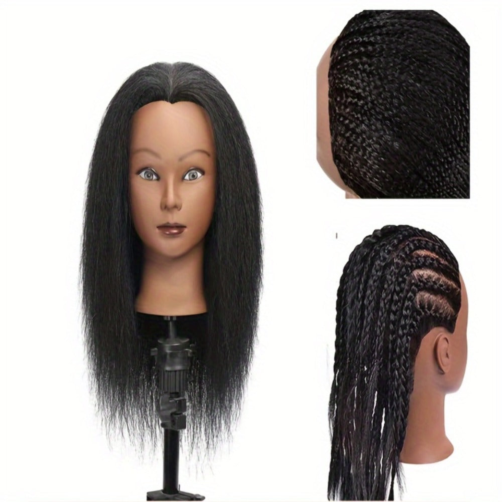 Mannequin Head Human Hair Afro Curly with Clamp Cosmetology Practice Training Head for Hairdresser Braiding Styling Cutting 4 Styles Natural Black - product image 4