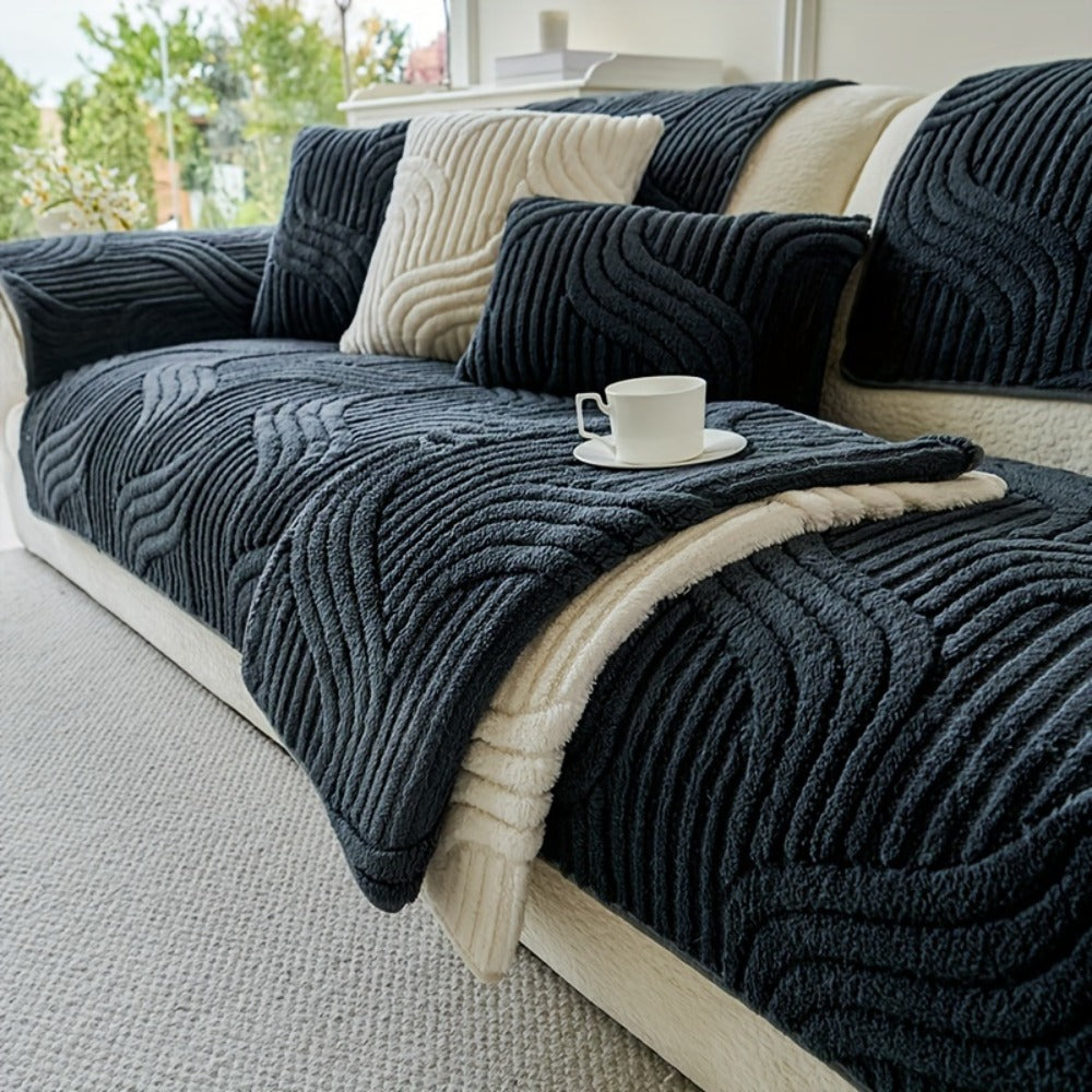 Stretch Velvet Sofa Cover Non-Slip | Plush Shu Velveteen Couch Slipcover, Modern Luxury Pet Friendly Machine Washable, 2 3 4 Seat, Armrest & Pillowcase, Living Room Bedroom Office - product image