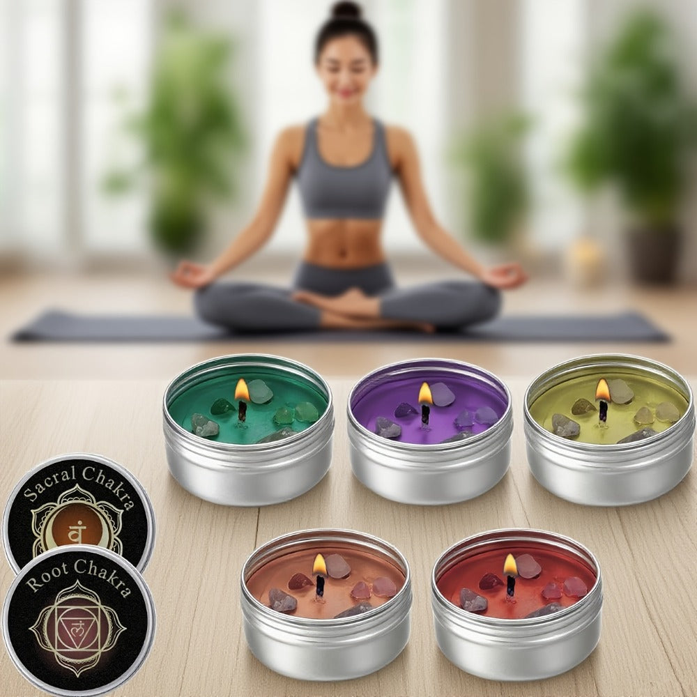 Scented Candle Gift Set 7 Soy Wax Candles with Natural Crystal Pendants 7 Colors Aromatherapy Candles for Home Decor Yoga Meditation Christmas Halloween Birthday Gift for Women Men - product image 6