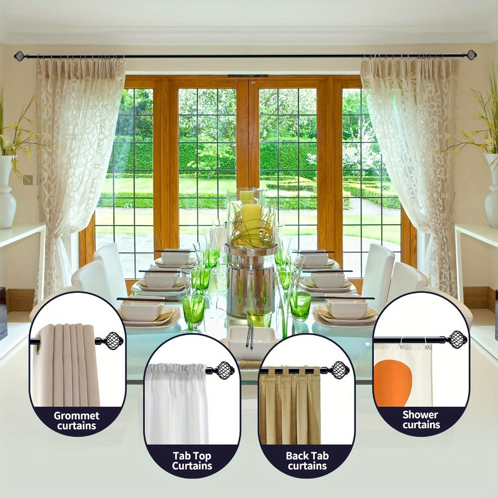 Black Adjustable Curtain Rod Heavy Duty Farmhouse Decorative Drapery Rod for Bedroom Living Room Kitchen Patio 4 Sizes Easy Install - product image 10