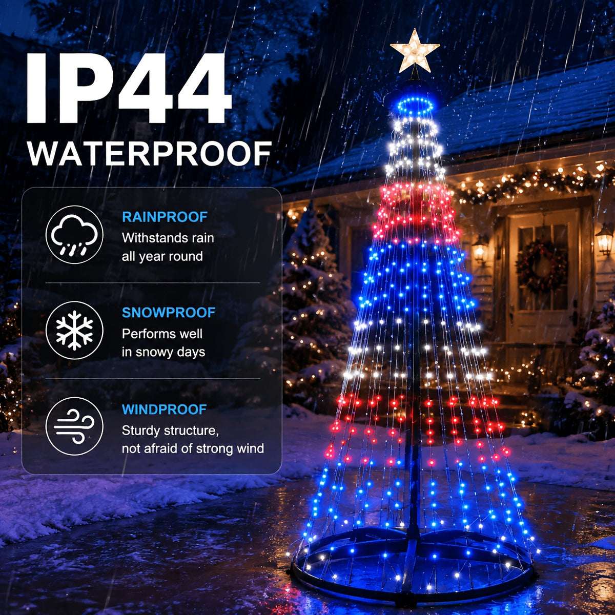 6.9FT Christmas Cone Tree, Outdoor RGB LED Lights | Multicolor, App and Remote, IP44 Waterproof, Music-Synced - product image 4