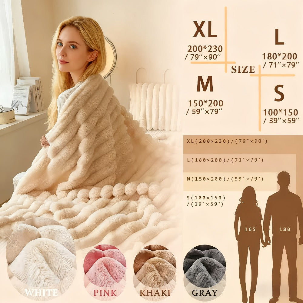 Plush Faux Fur Blanket – Imitation Rabbit Fur 300-350gsm Knit Throw for Sofa, Bed & Travel, All Season, 3 Colors, 2 Sizes - product image 4
