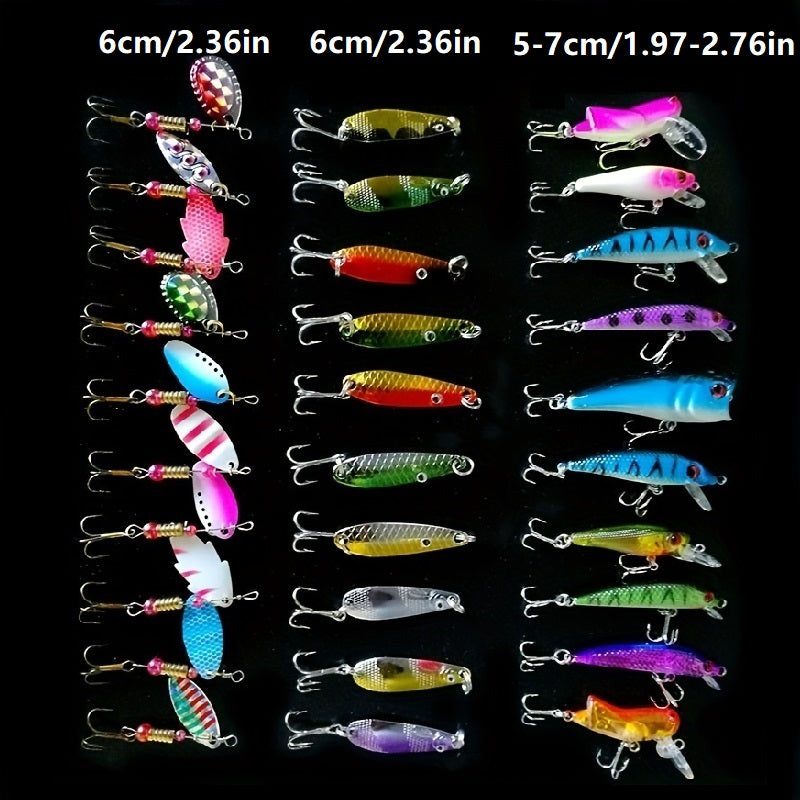 Spinner Bait Set 30-Piece Fishing Lures Kit – Premium ABS & Iron Spoon Lures – Trout – Hard Baits & Crankbaits for Bass – Crappie & Walleye – Sturdy Freshwater - product image 2