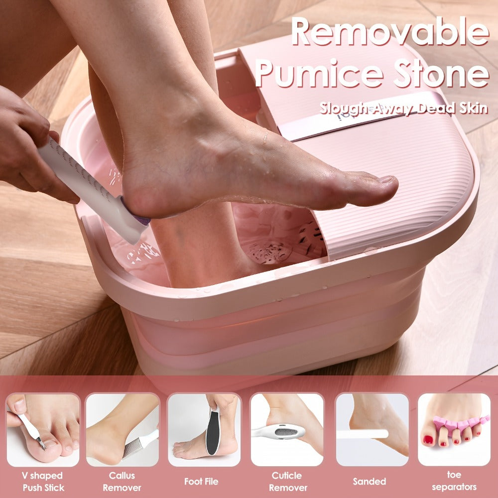 Collapsible Foot Bath Spa Massager with Heat Bubble Jets Massage Rollers LED Light Foldable Pedicure Foot Soak Tub Built-In Scrubber Home Use Gift for Women - product image 3