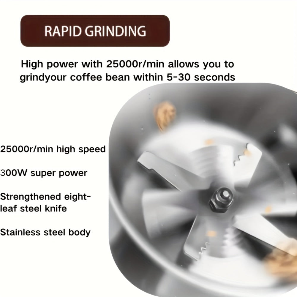Electric Coffee Grinder 400ml 14oz 4-Blade Stainless Steel 10 Second Quick Grinding for Coffee Beans Spices Nuts Grains Dry Wet Dual Purpose Food Processor 25000 RPM - product image 8
