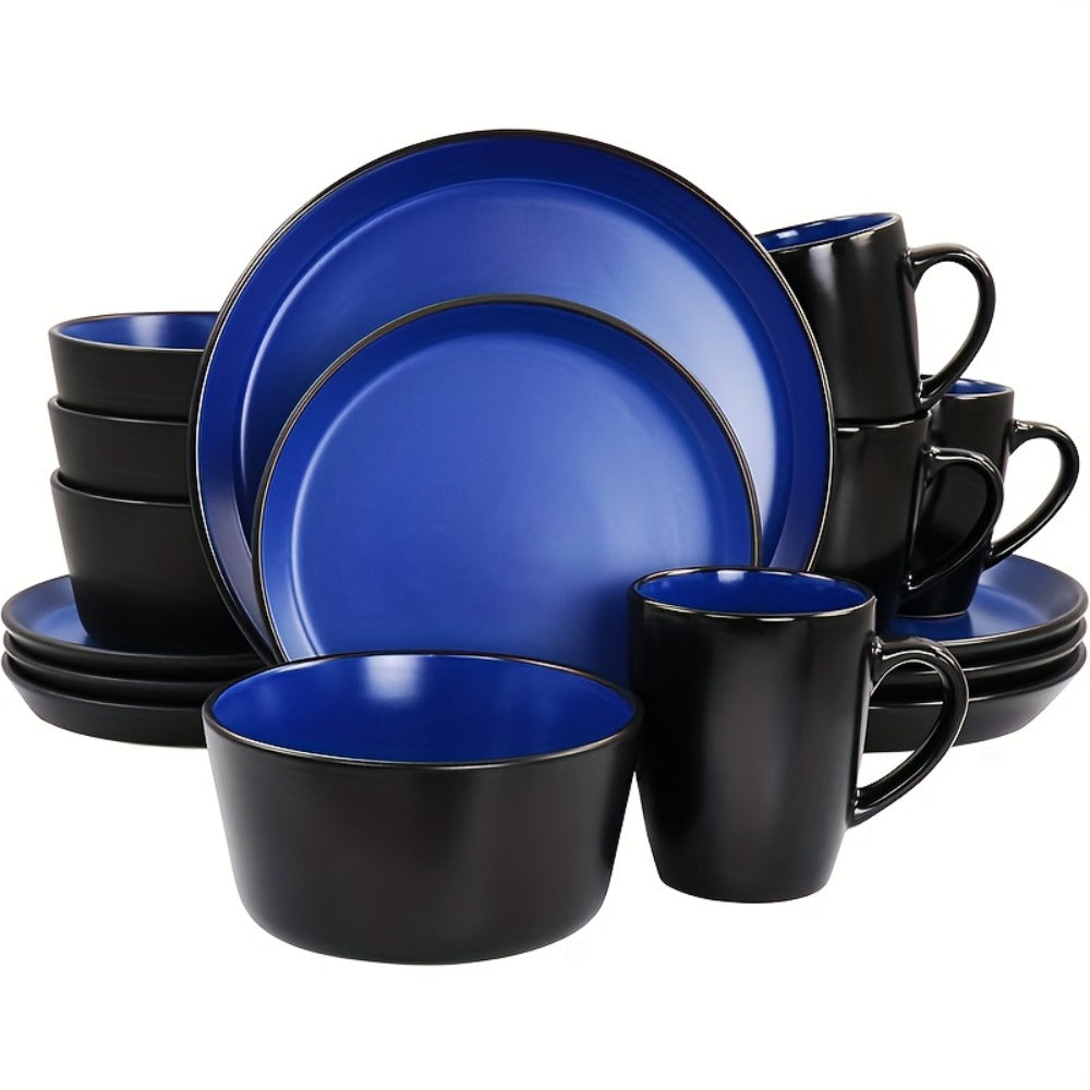 Ceramic Dinnerware Set for 4 – Porcelain Plates Bowls Cups Matte Finish Dishwasher Microwave Oven Safe Stoneware Tableware Scratch Resistant for Restaurant Kitchen Wedding Annivers - product image 6