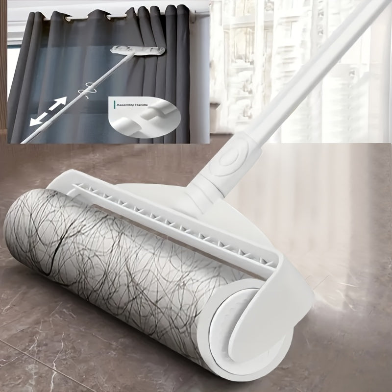 Reusable Sticky Roller for Sofa, Carpet, Clothes, Floor & Furniture, Tear-Off Design, White – Lint Roller with 49-Inch Extendable Handle for Pet Hair Removal