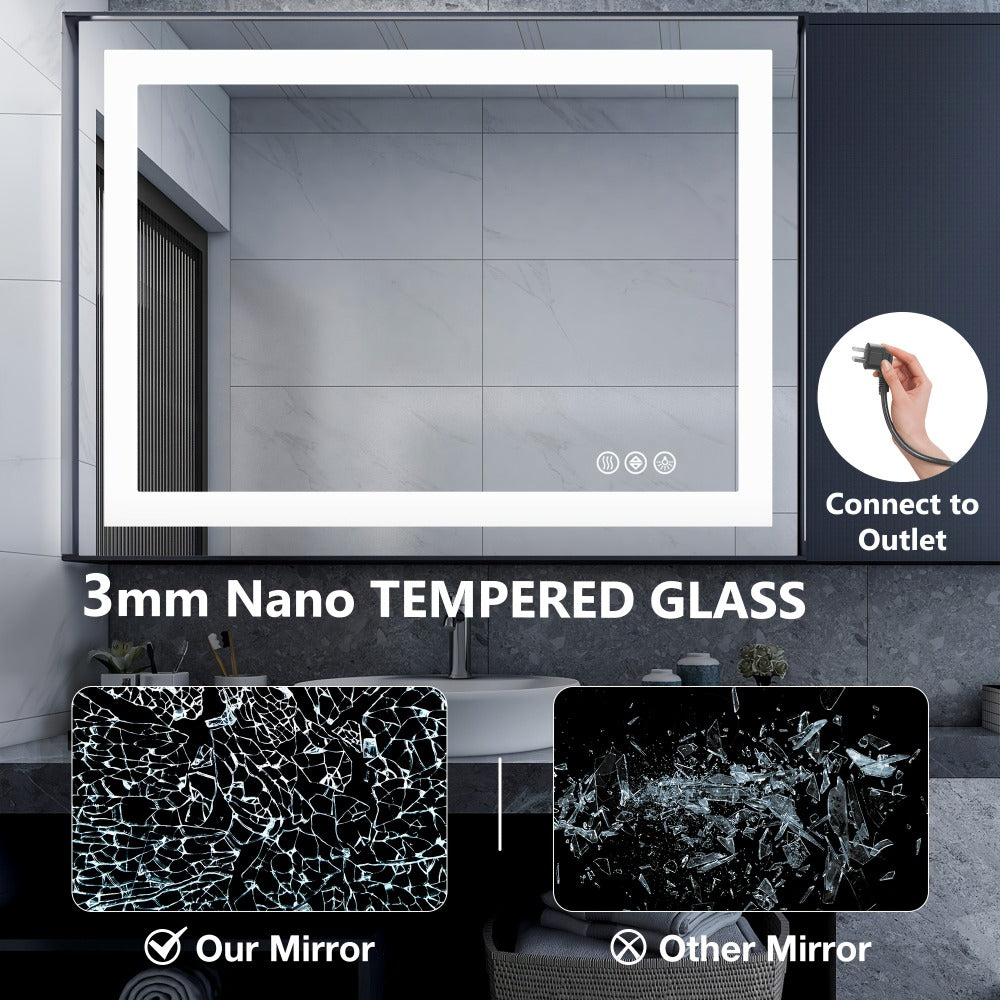 LED Bathroom Mirror with Anti-Fog – Dimmable Vanity Mirror, 3 Color Lighting Modes, Dual Light Source, Wall Mounted Horizontal or Vertical, Tempered Glass, Multiple Sizes - product image 13