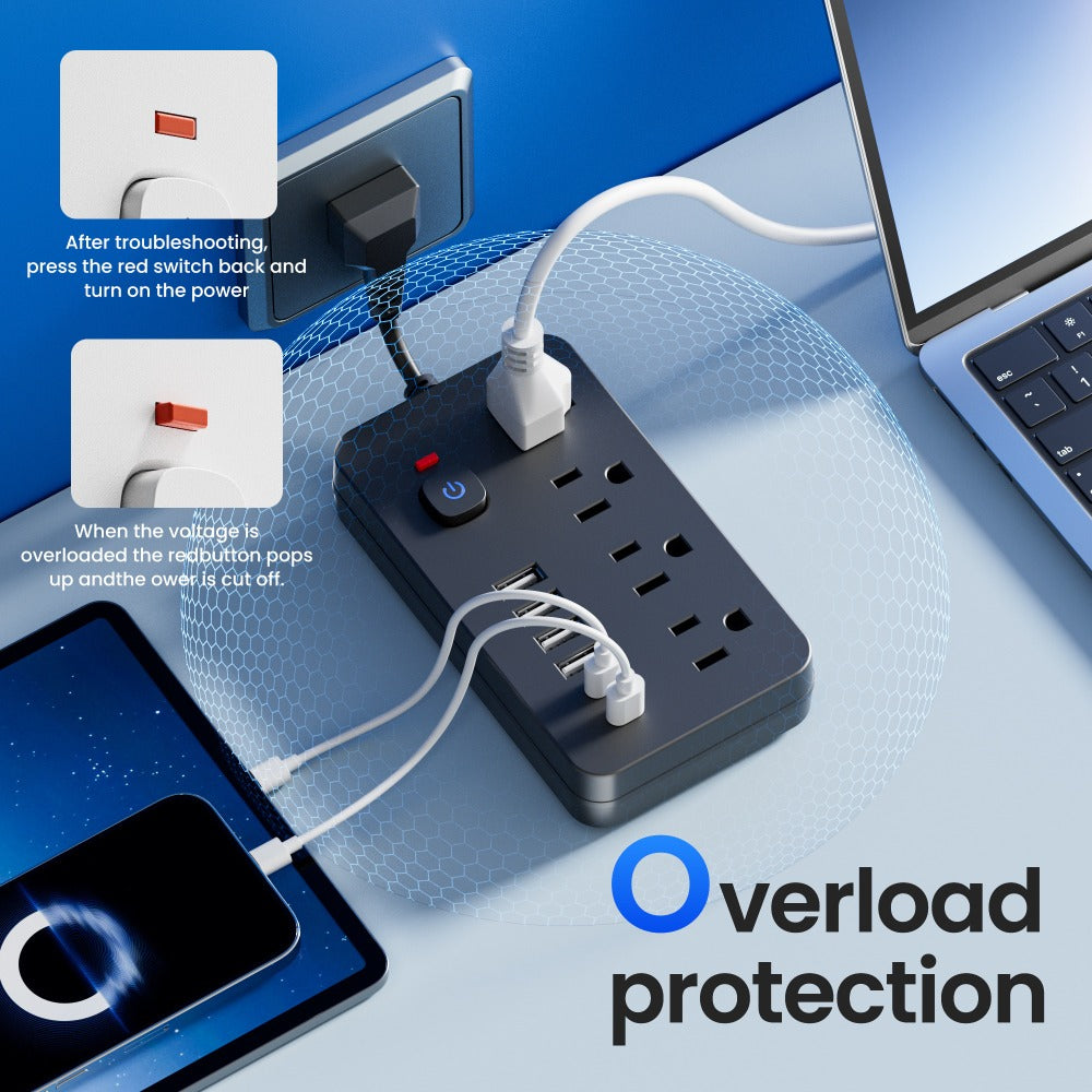 Outlet Extender Power Strip Wall Mountable 14-in-1 10-in-1 with 8 AC Outlets 6 USB Ports 2 USB-C One-Touch Control Switch Overload Protection Short Cord Design for Home Office Scho - product image 9