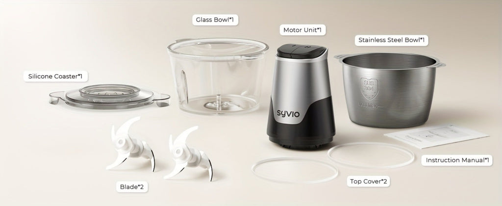 Mini Food Processor 450W with 2 Bowls – Electric Food Chopper, 4 Bi-Level Blades, Meat Grinder for Baby Food, Meat, Onion & Vegetables, 2 Speed - product image 17
