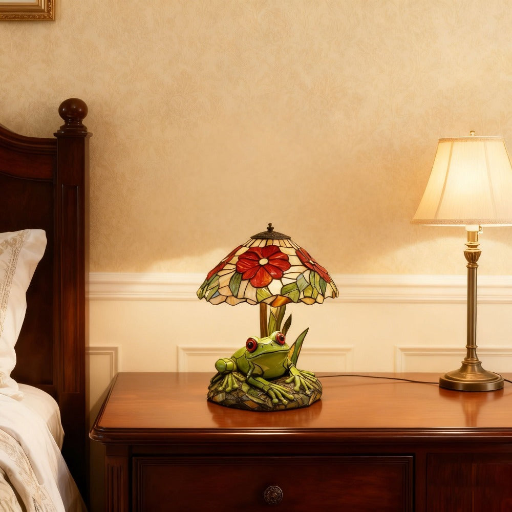 3D Frog Table Lamp Floral Painted Flower Night Light Warm Ambiance Home Decor Bedside Office Desk Study Decor Wedding Birthday Holiday Gift Cute Room Decor - product image 5