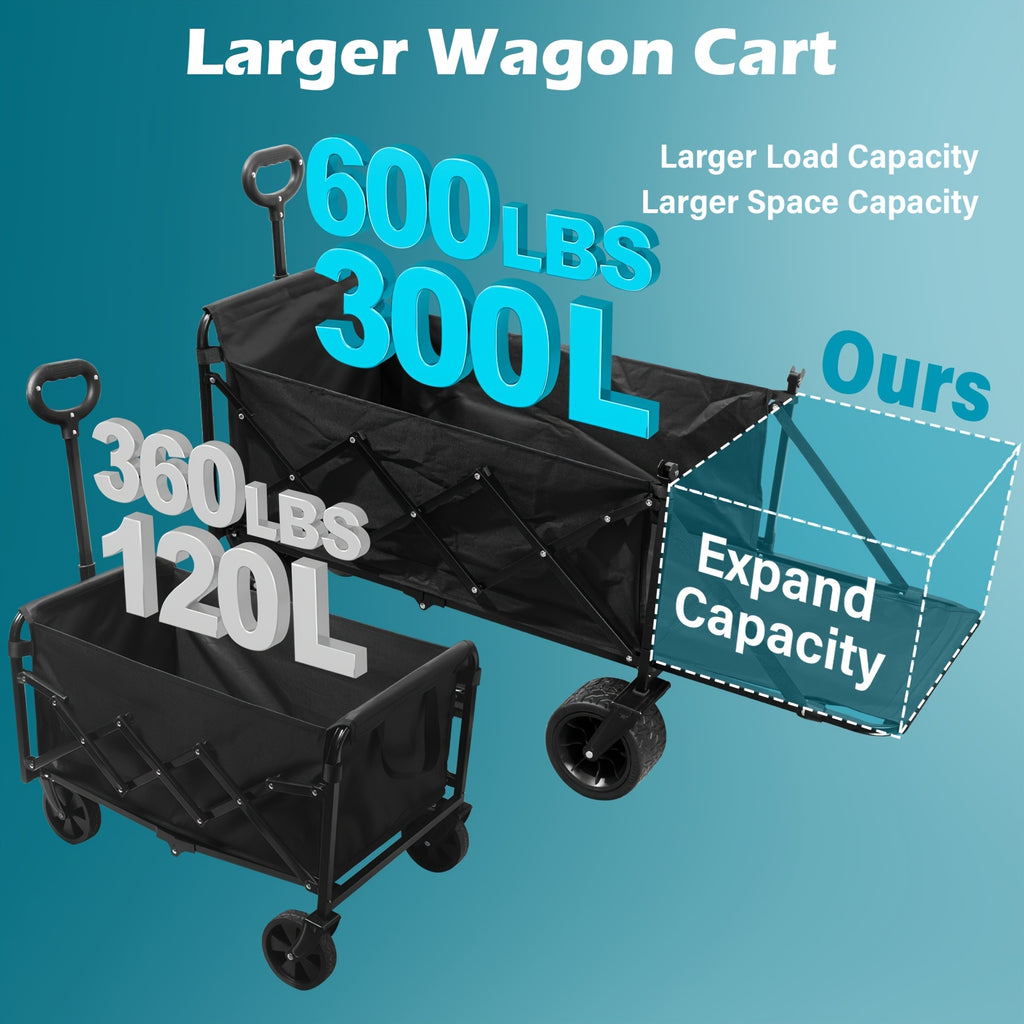 360/ 520/580/600 Lbs Collapsible Wagon Cart with Wheels Foldable - Folding Utility Heavy Duty Wagons Carts for Grocery Sports Garden Shopping Camping - product image 13