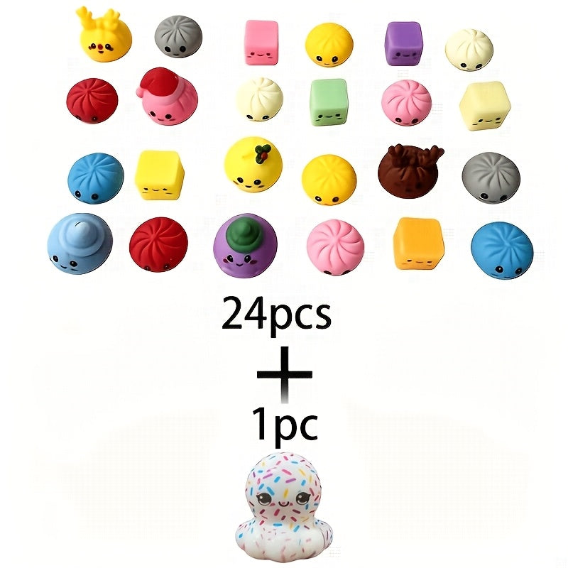 24pcs Christmas Small Bun-Shaped Party Toys, Plus 1pc Toy As Gift, Totaling 25pcs Christmas Bun Set, Christmas Small Bun Countdown Set Is Suitable Holiday Gift - product image 2