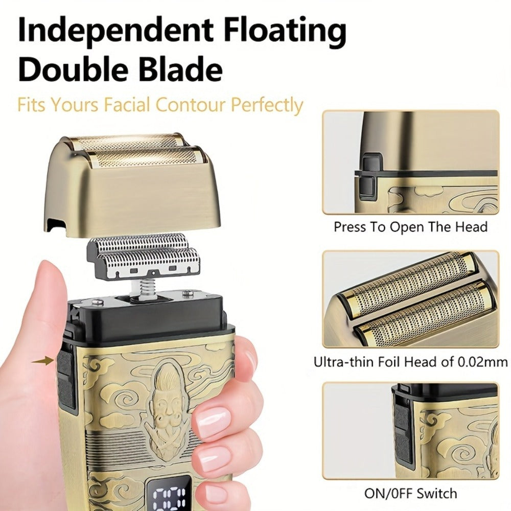 Professional Hair Clippers Trimmer Set for Men - T-Blade Trimmer Nose Hair Trimmer Electric Razor LCD Display USB Rechargeable Zinc Alloy Ergonomic Grooming Kit Bronze - product image 7
