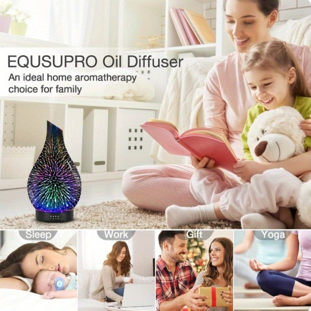 Essential Oil Diffuser Glass Ultrasonic Cool Mist Aromatherapy Diffuser – 4.06 oz Quiet Waterless Auto Shut-Off, 4 Timer Settings, 7 Color Night Light, Home Office Bedroom Use (Sil - product image 8