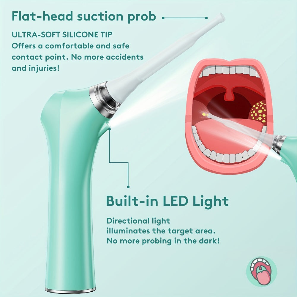 Tonsil Stone Remover Electric Vacuum Kit with LED Light – 3 Suction Modes 5X Magnifying Mirror Oral Irrigator Safe Gentle Tonsillolith Removal Tool for Adults at Home Use Rechargea - product image 10
