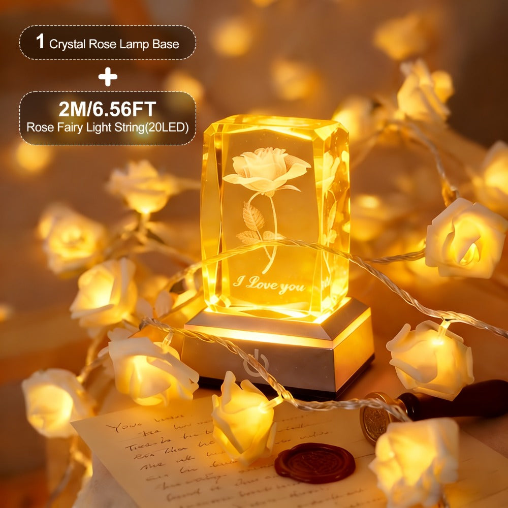 Rose Crystal LED Night Light – Colorful Floral LED Sign Lamp, Romantic Desk Light for Bedroom Vanity, Unique Gift for Girlfriend Wife Mom on Women's Day Anniversary Birthday (4 Sty - product image 14