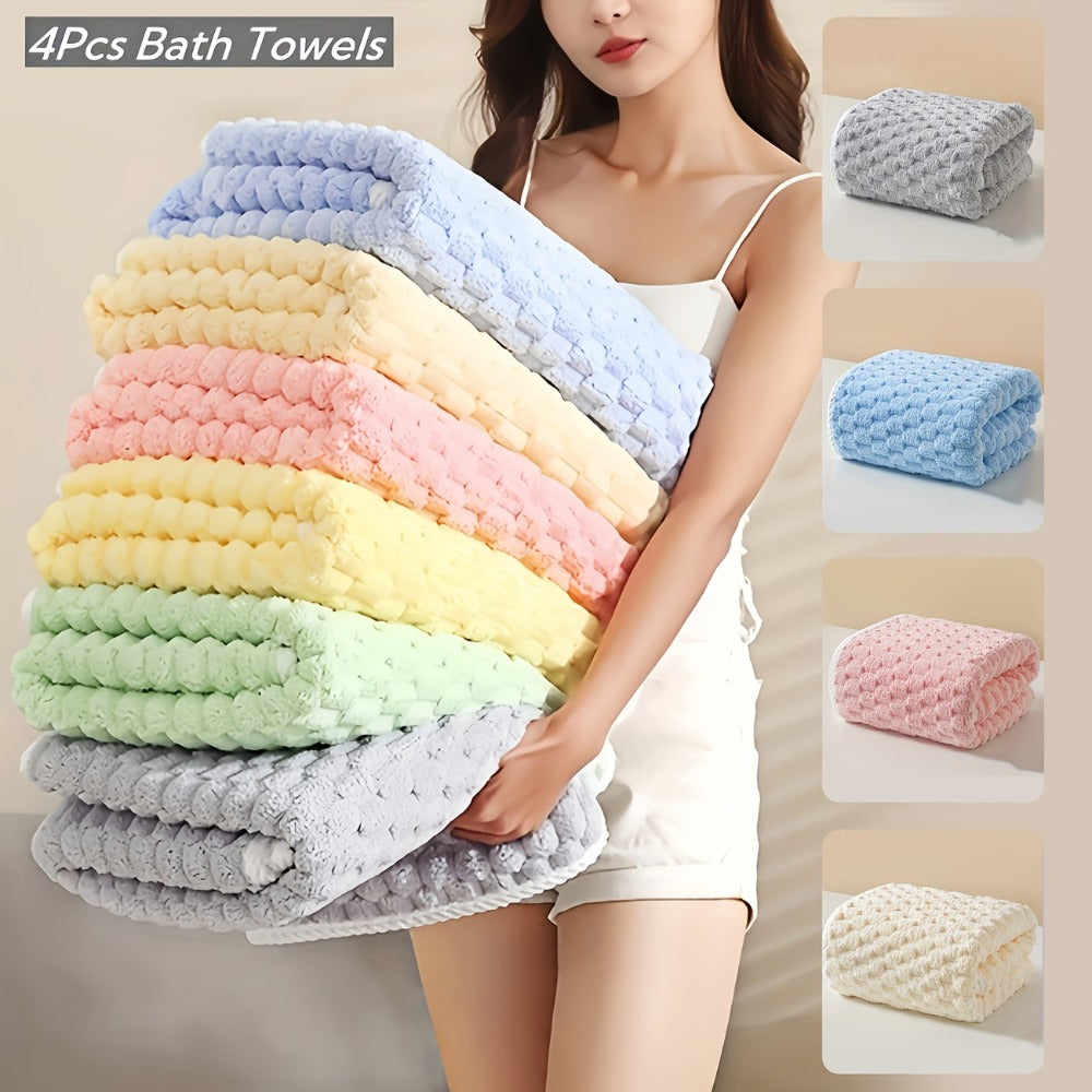 Waffle Weave Bath Towels Set 4 Pack or 8 Pack - Ultra Soft Super Absorbent Quick Dry Microfiber Moire Textured Towels | Spa Gym Travel Daily Use | Multi-Color Sets Gray Pink Blue B - product image