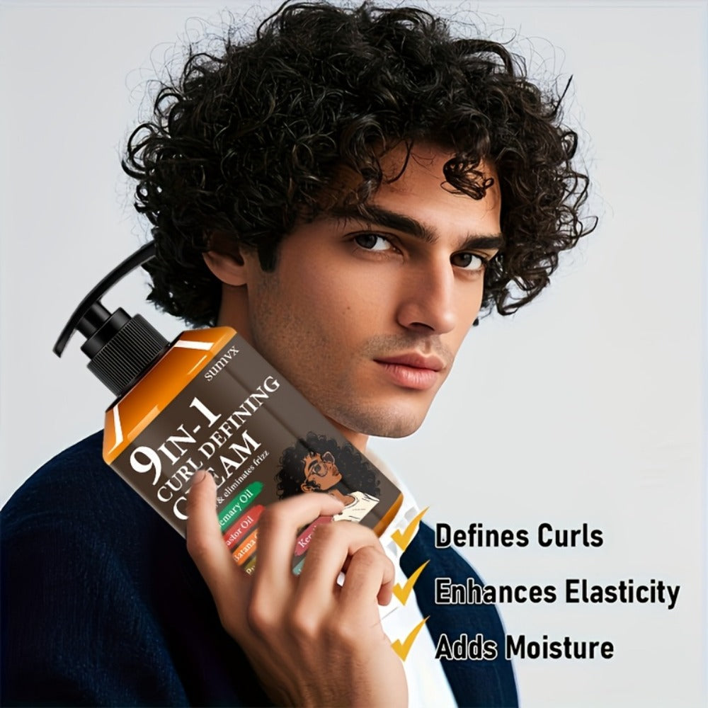 Curl Defining Cream 9-in-1 for Wavy Curly Hair 9.468 fl oz Frizz Control Moisturizing Long-Lasting Hold Non-Greasy Unisex Multi-Benefit Styling Cream Defined Bouncy Healthy-Looking - product image 9