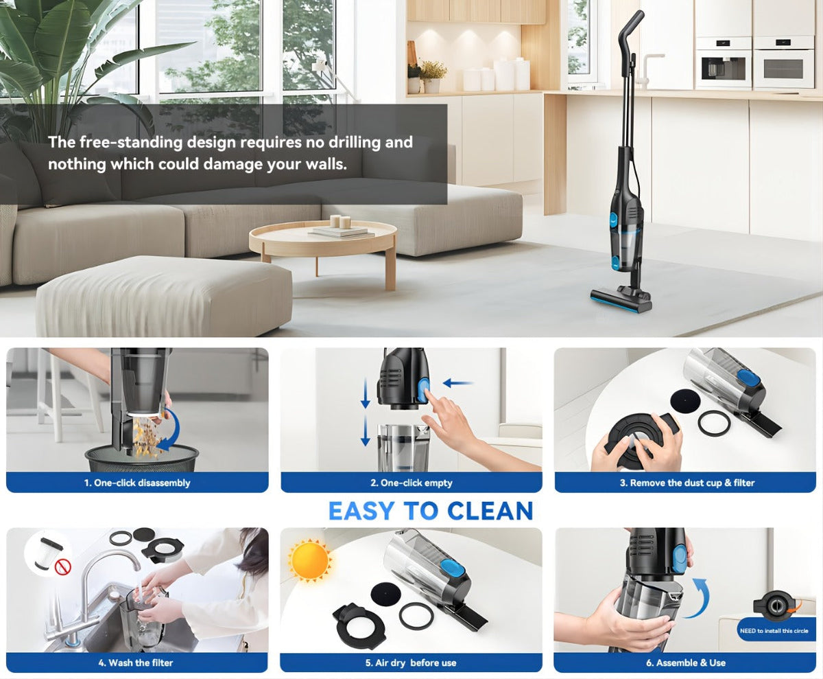Cordless Stick Vacuum 30KPa 600W Motor 68oz Bagless Upright Lightweight Vacuum Cleaner for House Car Hard Floor Carpet Pet Hair Multi-Color - product image 19
