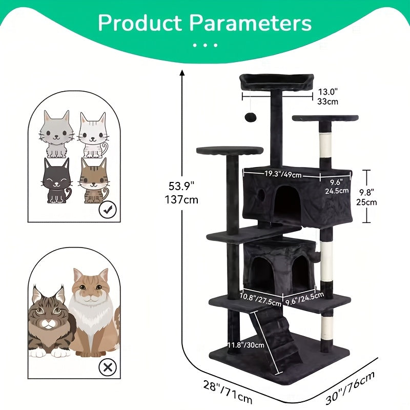 Cat Tree Tower Multi-Layer with Scratching Post, Perch Platforms & Cat Apartments – 80 Inch, 6 Colors – Tall Cat Climbing Frame for Indoor Cats, Space-Saving - product image