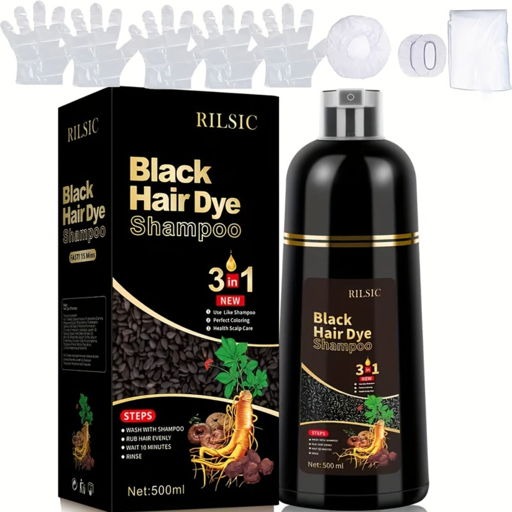 Hair Dye Shampoo 16.91oz (500ml) — 3-in-1 Herbal Formula with Plant Squalane for Instant Gray Coverage, Deep Conditioning & Everyday Cleansing | Fluffy Smooth Finish | Men & Women  - product image 11