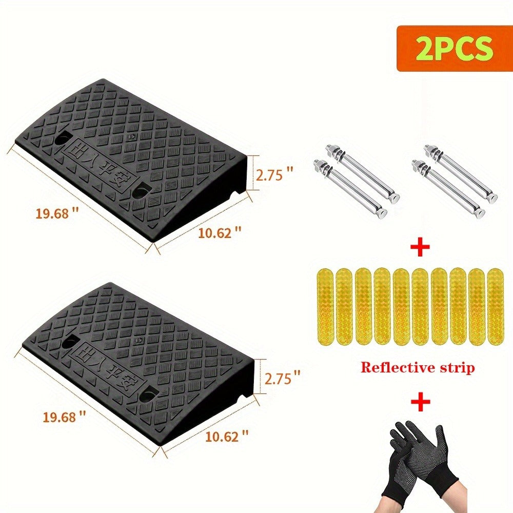 Curb Ramp 2-Pack Portable Heavy Duty Plastic Threshold Ramp Set – Lightweight, Non-Slip, for Low Floor Vehicles, Motorcycles, Wheelchairs, Driveway & Lane Loading – Multiple Height - product image 3