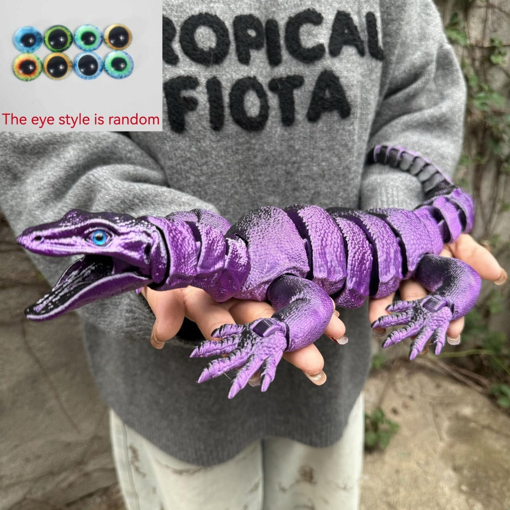 Giant Lizard Figurine 21 Inch 3D Printed | Realistic Reptile Animal Model Openable Mouth Hassle-free 3-Part Assembly 7 Color Styles, Desk Decor Unique Gift for Kids Adults Reptile Lovers