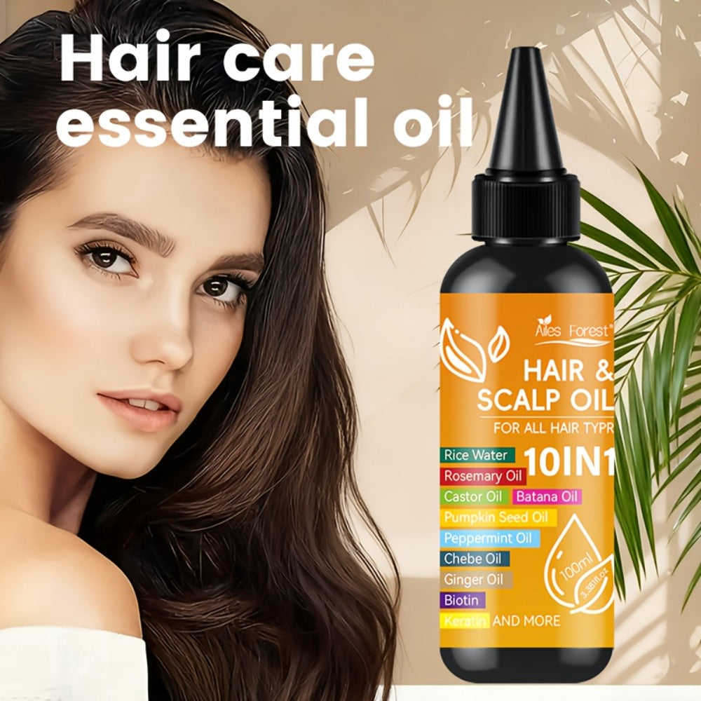 Rosemary Hair Growth Oil 10-in-1 with Batana, Rice Water, Biotin & Keratin — Moisturizing Anti-Frizz Smoothing Hair Treatment Oil for All Hair Types, 100ml / 3.38oz - product image 5