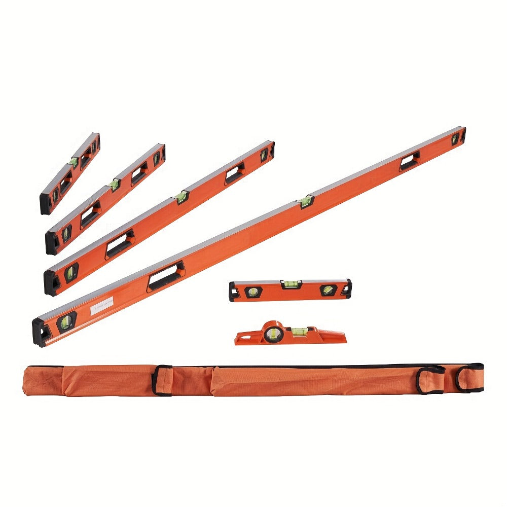 Torpedo Level Set 6-Piece Magnetic Aluminum Alloy | 10 16 24 32 48 78 Inch Spirit Level with 45 90 180 Degree Bubble Vials | Shock-Resistant Viewing Window Storage Bag Plumbing Woo - product image 2