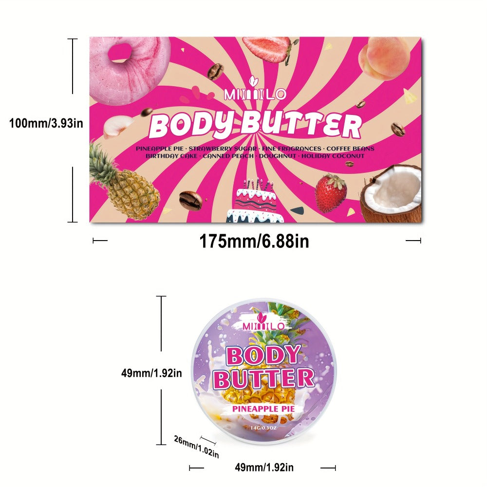 Fruity Body Glaze Set 8 Scents 100g×2 – Pineapple Coconut Strawberry Coffee Peach Doughnut Birthday Cake Non-Greasy All-Day Moisturizing Travel Size Body Lotion Gift for Women - product image 12