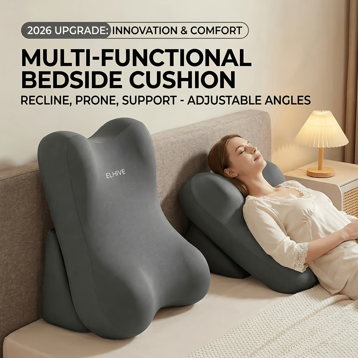 Adjustable Bed Wedge Reading Pillow - Large Memory Foam Backrest for Sitting Up in Bed - Soft C-Shaped Lounging Cushion for Headboard - Multi-Use for Phone - product image 14