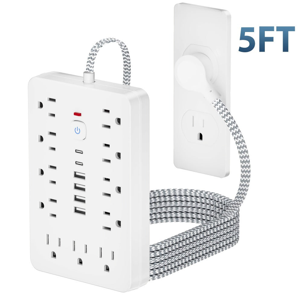 Extension Cord Power Strip with USB Ports 11 AC Outlets 4 USB-A 2 USB-C Surge Protector Overload Protection Short Cord 5FT 10FT for Home Office Study School Desk Charging Station W - product image 9
