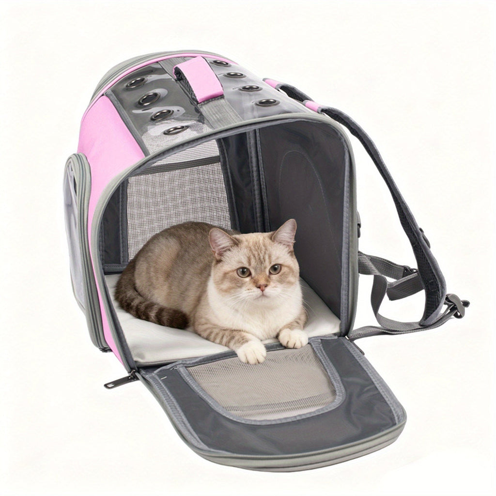 Foldable Breathable Mesh Window Carrier Bag with Front Opening, Featherlight Travel Backpack for Hiking Walking Outdoor Adventures, Available in Pink Gray Blue - product image 2
