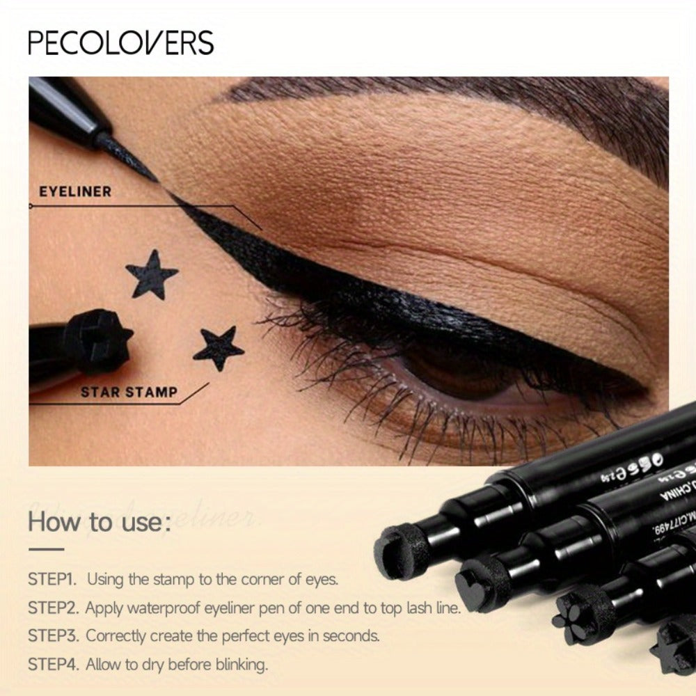 Winged Eyeliner Stamp Pen Set Double-Ended 8 Wing Styles Waterproof Quick-Dry Liquid Liner Kit for Beginners Red Black Cat Eye Makeup Tool Symmetrical Flick - product image 7
