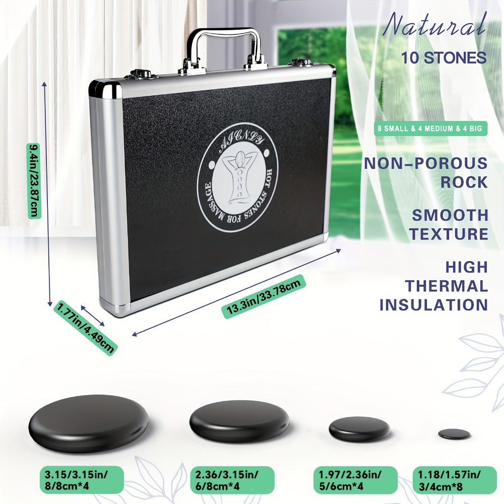 Basalt Hot Stone Massage Kit 20Pcs with Temperature Control Heater - Professional Spa Therapy Set for Full Body Neck Back Leg Stomach, Natural Stones Warmer for Therapist & Home Us - product image 4