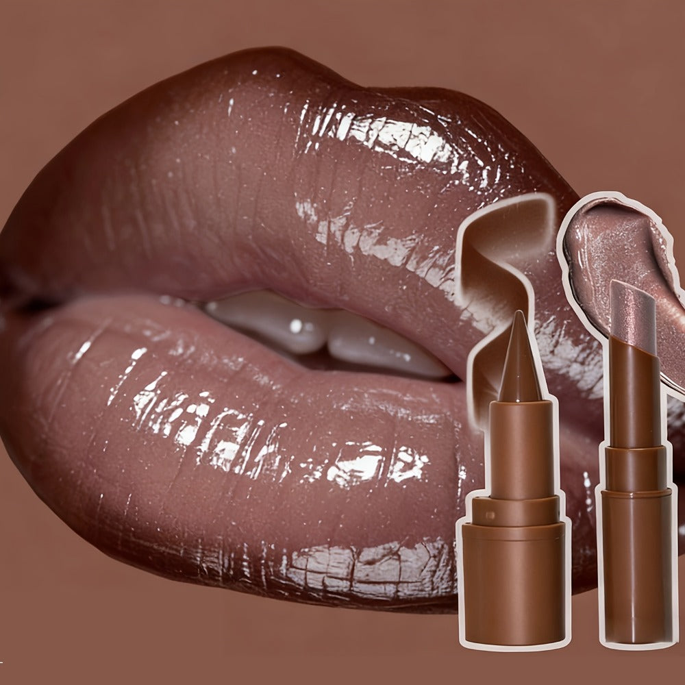 Metallic Lipstick & Lip Liner Pen Set for Women – 3D Full Lip Shape High-Shine Glossy Finish, Long-Lasting Smudge-Proof All-Day Wear, Multi-Shade Fuller Lips Look, 4 Shades - product image