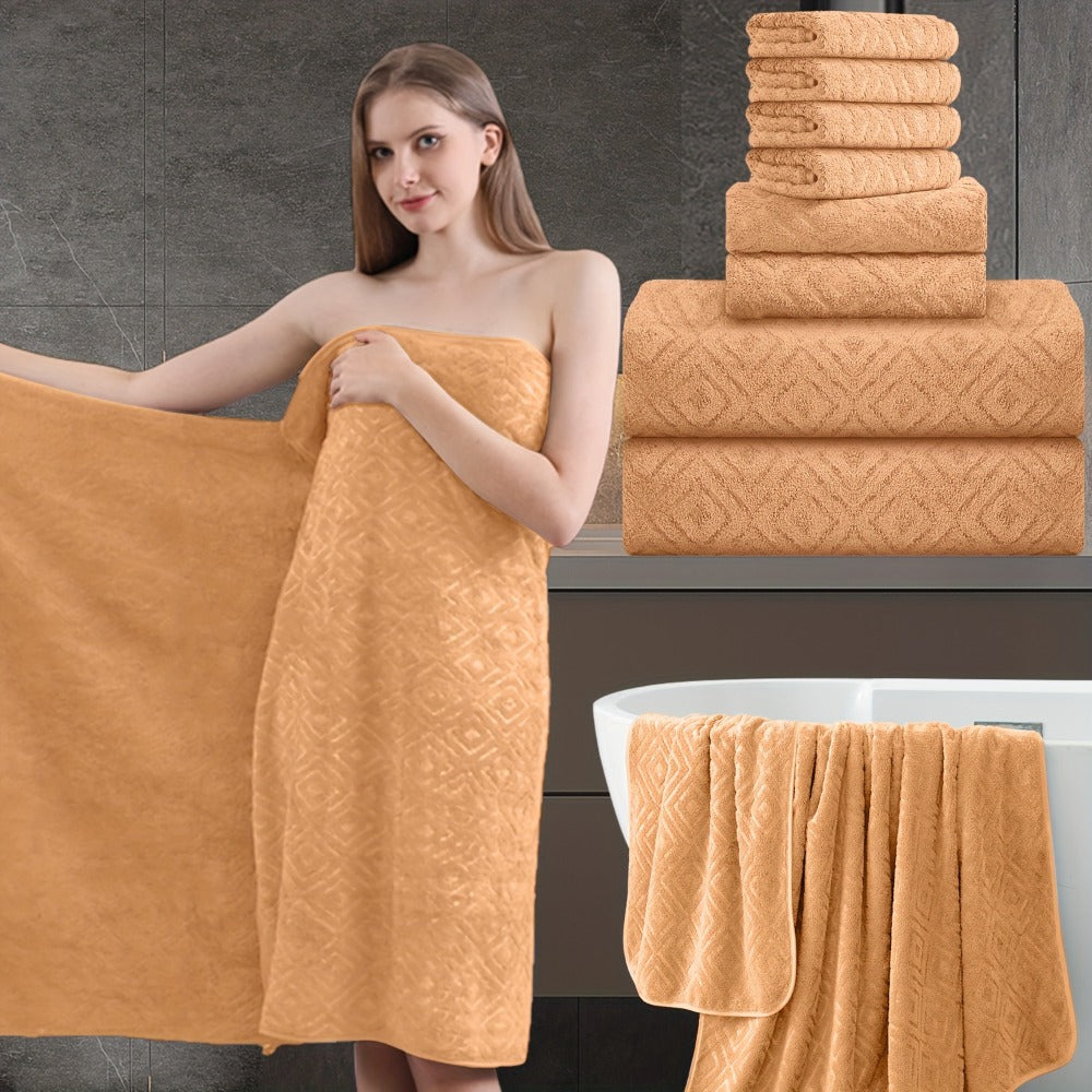 700GSM Bath Towel Set 8 Piece Extra Large Ultra Soft Thick - Highly Absorbent Quick Dry | 2 Oversized Bath Towels 2 Hand Towels 4 Washcloths | 16 Colors | Bathroom Hotel Gym Spa Ad - product image 5