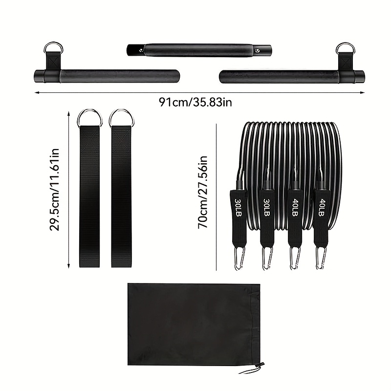 150LB Bands, Ankle Straps & Drawstring Bag, Travel-friendly Home Gym Fitness Set for Full Body Workout for Men & Women | Resistance Band Pilates Bar Kit 8-Piece - product image 8