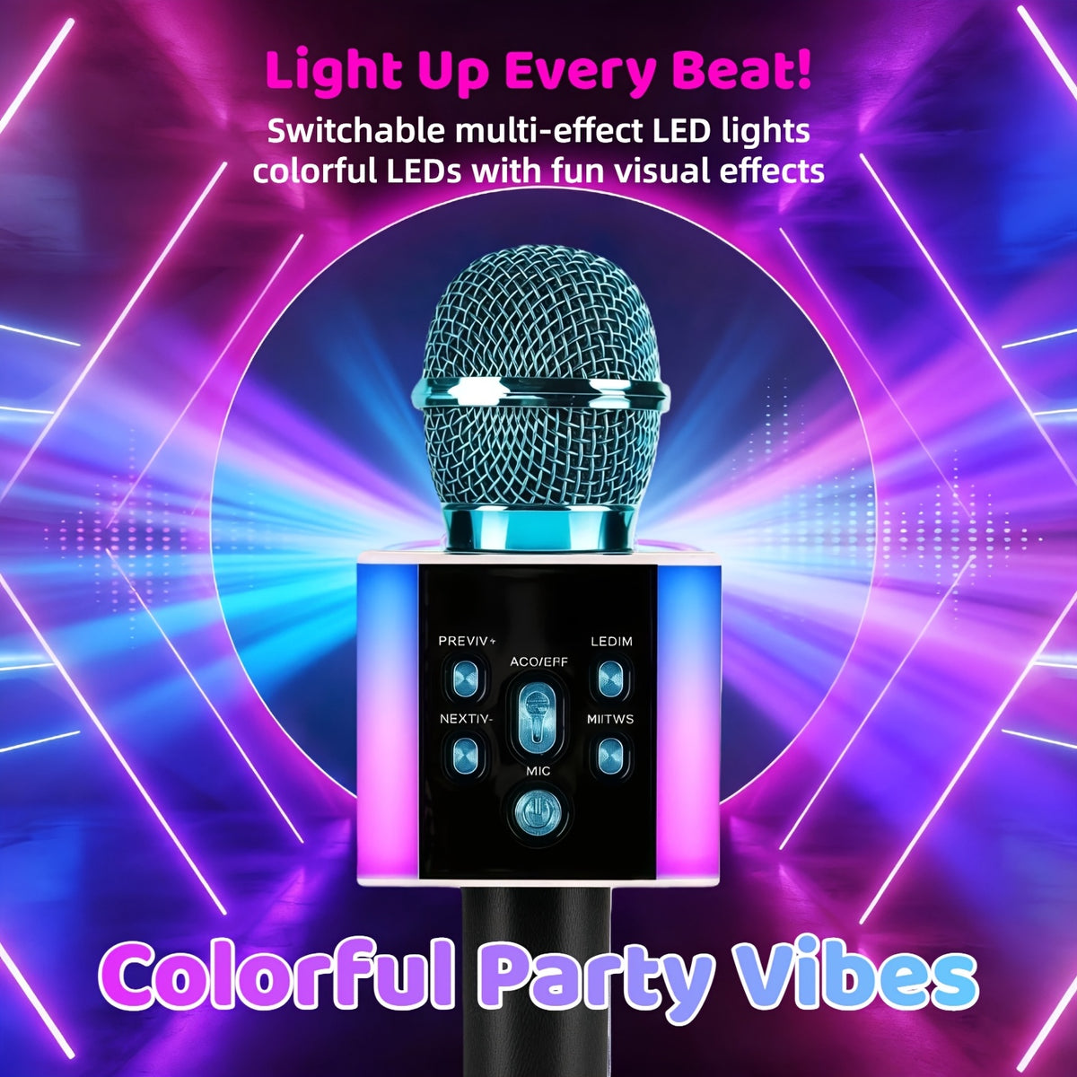 Wireless Karaoke Microphone Speaker with LED Lights and Fun Voice Changer - Portable Singing Mic, Perfect for Holiday Parties, Christmas Family Gatherings, New - product image 31