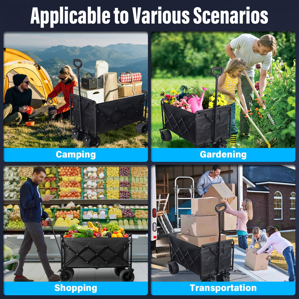 360/ 520/580/600 Lbs Collapsible Wagon Cart with Wheels Foldable - Folding Utility Heavy Duty Wagons Carts for Grocery Sports Garden Shopping Camping - product image 20