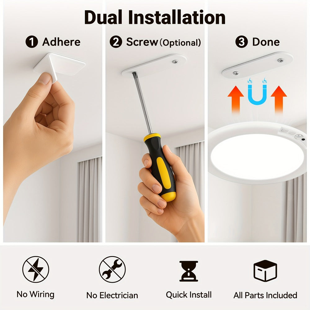 Rechargeable LED Ceiling Light with Motion Sensor – Remote Control Dimmable, 3 Color Temps 3000K/4500K/6500K, 10 Brightness Levels, Battery Operated Closet Light for Bathroom Hallw - product image 7