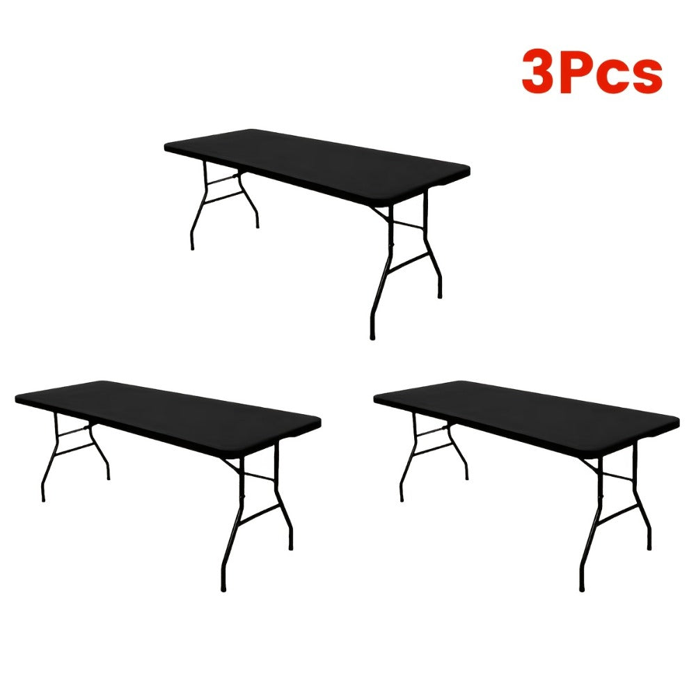 Stretch Table Covers 6Ft Washable Elastic Rectangle Tablecloth for Parties Weddings Picnics Camping, Spandex Polyester Blend, Fits Standard 6 Foot Tables, Set of 3 6 9 or 12, Black - product image 9