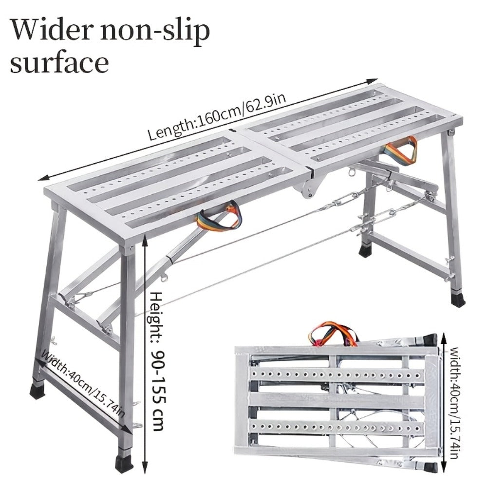 Folding Scaffold Step Stool Adjustable Height 39-79" Portable Steel Work Platform 1300 lb Capacity for Home Renovation Painting Car Washing RV Cleaning - product image 6