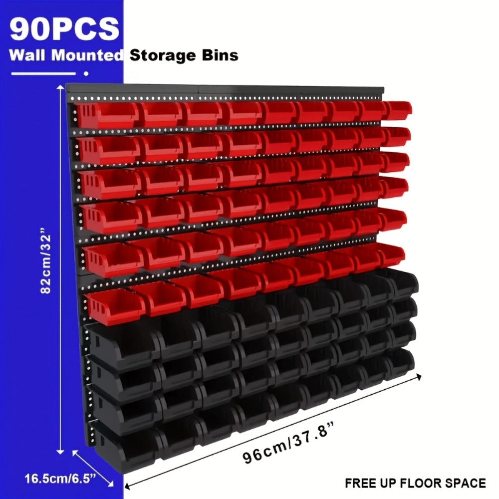 Wall Mounted Storage Bin Rack System – Heavy Duty Small Parts Organizer for Screws, Nuts, Bolts & Nails | Stackable Garage Workshop Tool Storage Rack | 30/60/90 Bins Hardware Organ - product image 13