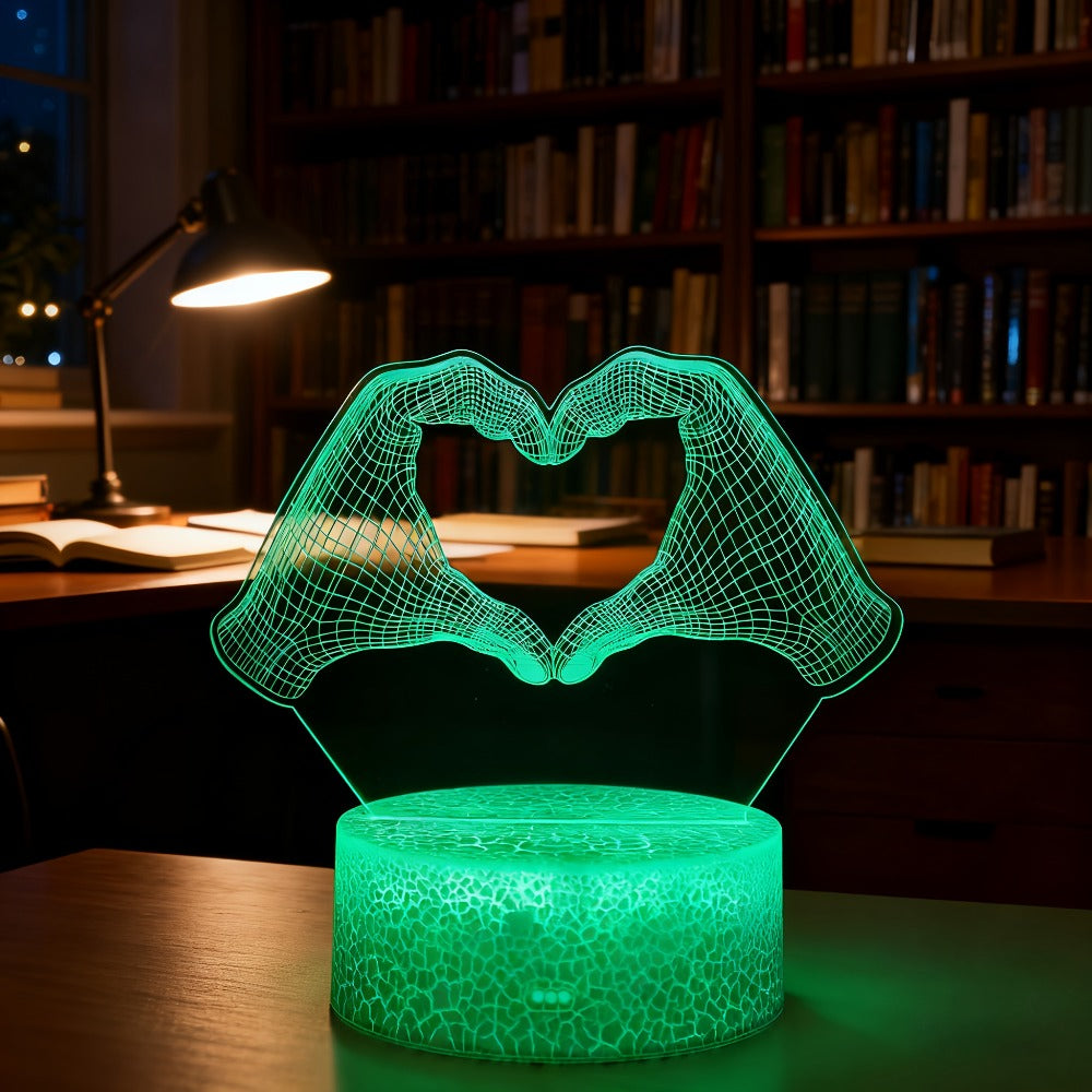 3D Heart Hands LED Night Light 16 Color Changing Optical Illusion Lamp Touch Remote Control Dimmable Bedside Table Lamp for Bedroom Valentine Gift Birthday Housewarming - product image 6